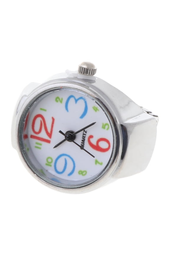 Movement Quartz Finger Ring Watch Dial Round Arabic Stainless Steel