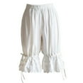thumbnail image 1 of RABBITH Women Lolita Vintage Bloomers Ruffles Lace Hem Bow Lantern Pumpkin Shorts Solid Color Elastic Bubble Safety Under Pants, 1 of 12