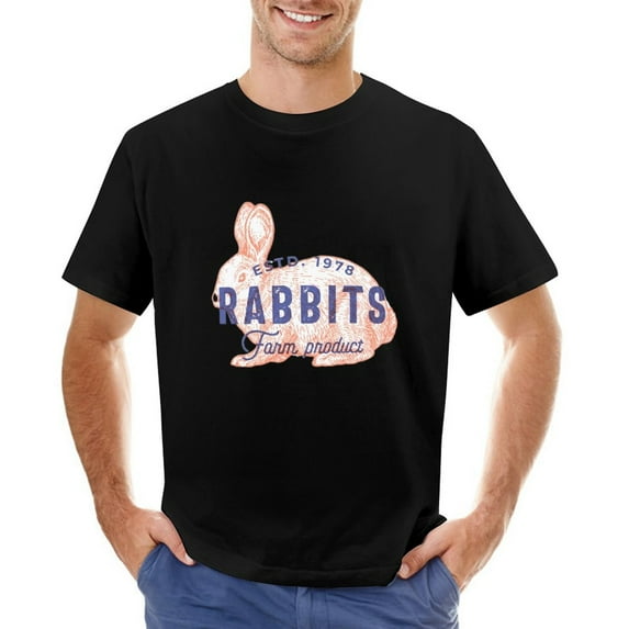 RABBITS Vintage T-shirt Mens Cotton Classic Crewneck Short Sleeve Tees Unisex Black M