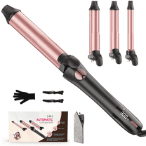 RACCOMB Professional 0.75" 1" 1.25" Rotating Curling Iron, Instant Heating, 300°F to 450°F, 100-240V, for Waves, Beach Curls