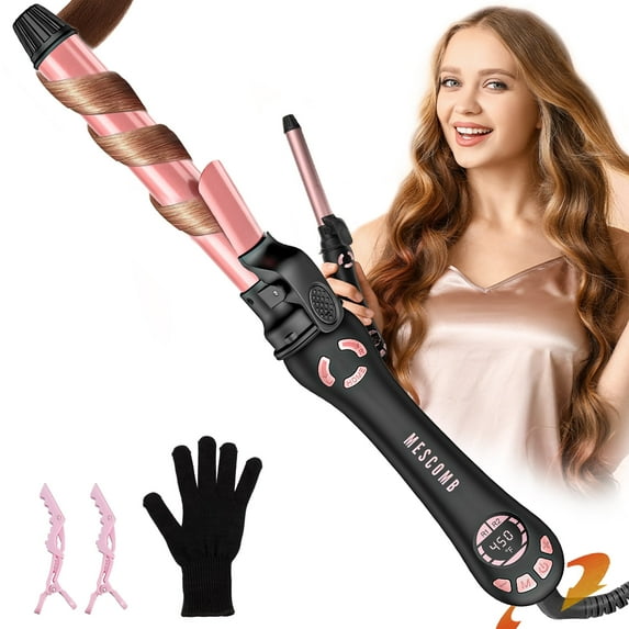 RACCOMB 1" Rotating Curling Iron, Automatic Curling Iron for Hair, 230°F to 450°F, 1H Auto Off, 120V & 240V, for Waves, Beach Curls