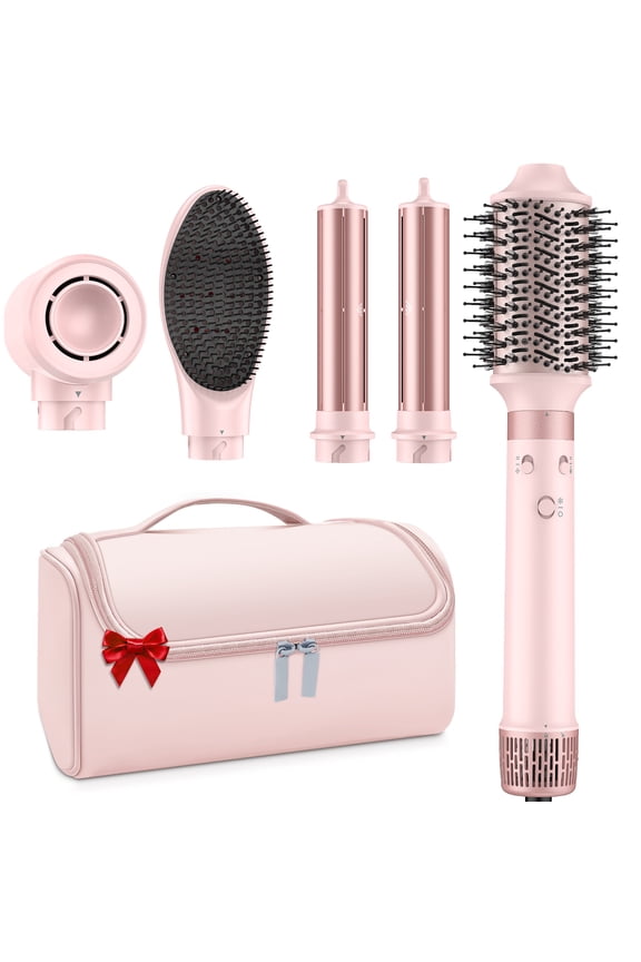 Dual Voltage Hair Styler 5-in-1 High-Speed Dryer Brush with Negative Ion Technology, Pink