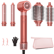 RACCOMB 5-in-1 Coral Red Hot-Air Styler, 110,000RPM Hair Dryer Brush for Curling, Straightening, Drying
