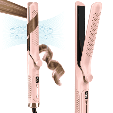 RACCOMB Salon 2 in 1 Curling Iron, 360° Airflow Styler, Ionic Ceramic Hair Wand, Dual Voltage, Pink