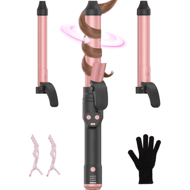 RACCOMB 3 in 1 Intelligent Rotating Curling Iron, Aluminum Alloy Sprayed Ceramic Glaze Coating Automatic Curling Iron for Hair, Dual voltage: 100-240V, for Waves, Beach Curls