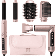 RACCOMB 5-in-1 Hair Styler, Air Styling & Drying System, Powerful Hair Dryer Brush & Multi-Styler with Auto-Wrap Curlers, Oval Brush, Hair Straightener, Portable Package