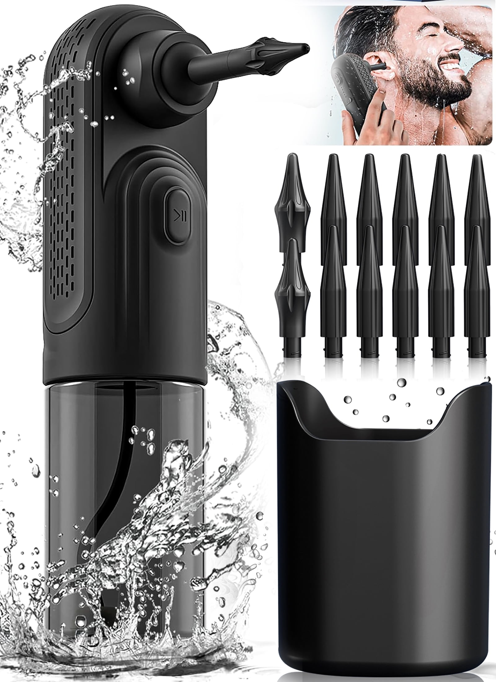 RACCOMB Ear Wax Removal Cleaner, Ear Cleaning Kit with 12 Reusable Replacement Tips, 4 Modes