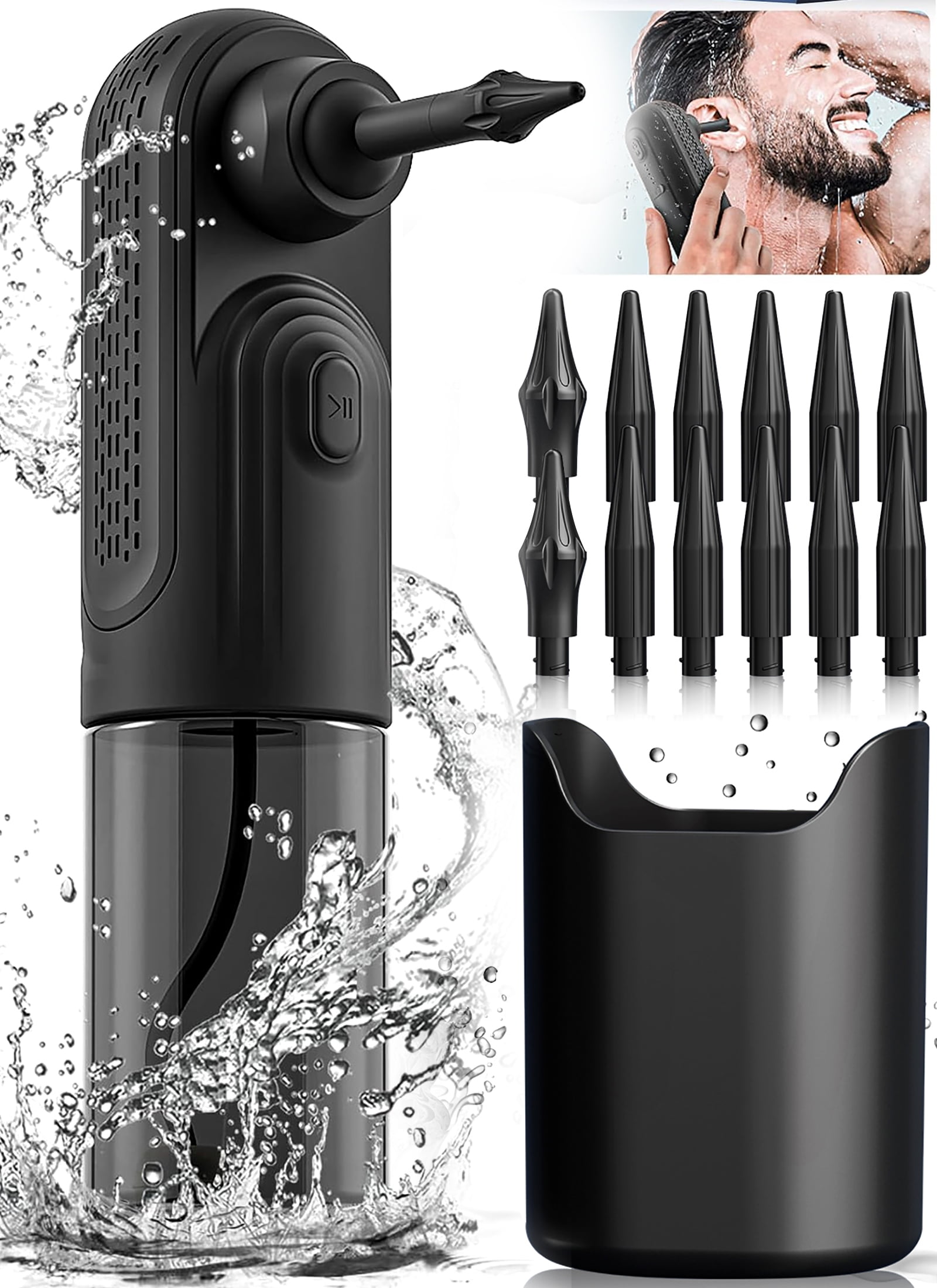 RACCOMB Ear Wax Removal Cleaner, Ear Cleaning Kit with 12 Reusable Replacement Tips, 4 Modes