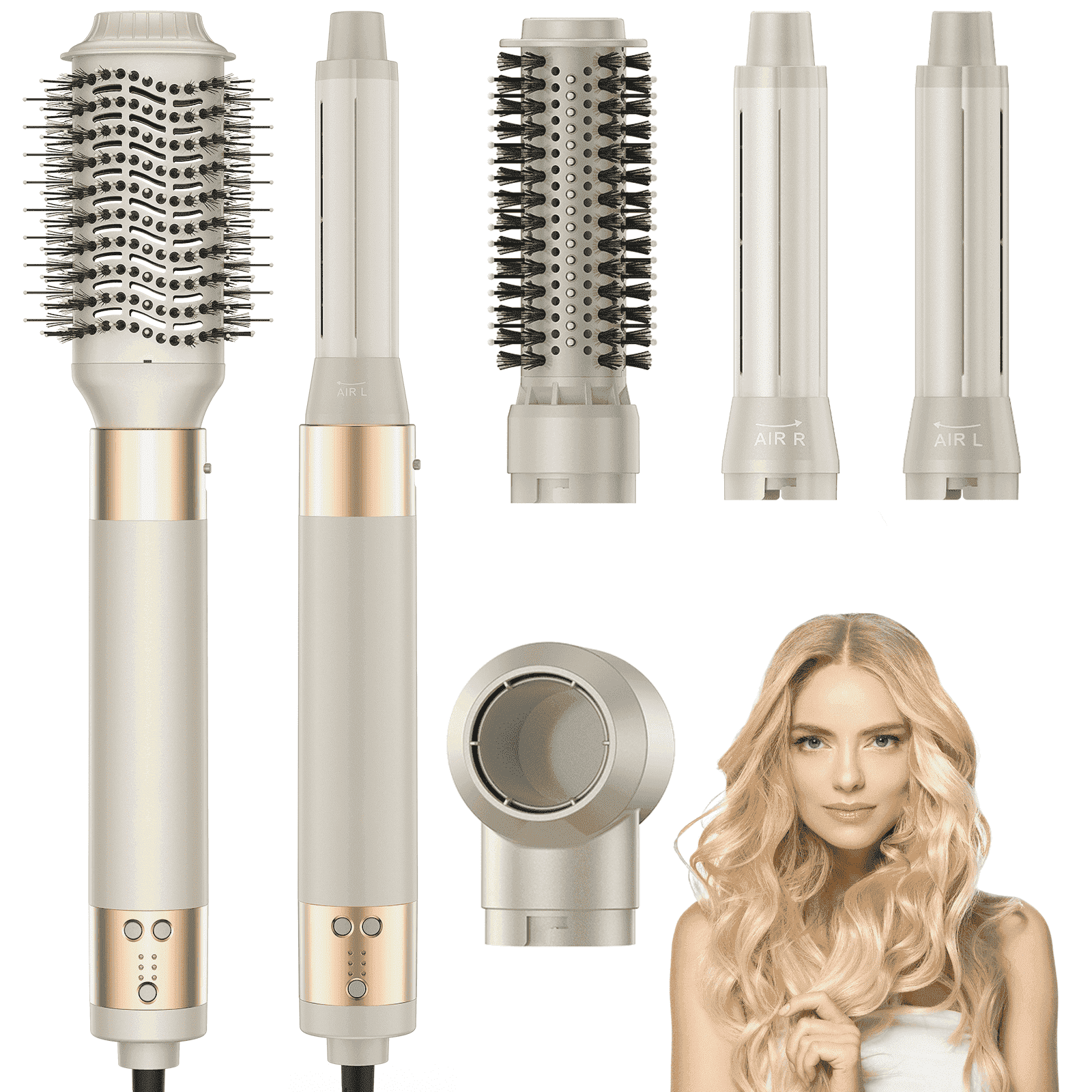 RACCOMB 5-in-1 Hot Air Styler, Hair Dryer & Styler with Negative Ion Technology, Frizz-Free Hair Styler Tool for Curling, Volumizing, Smoothing, No Heat Damage