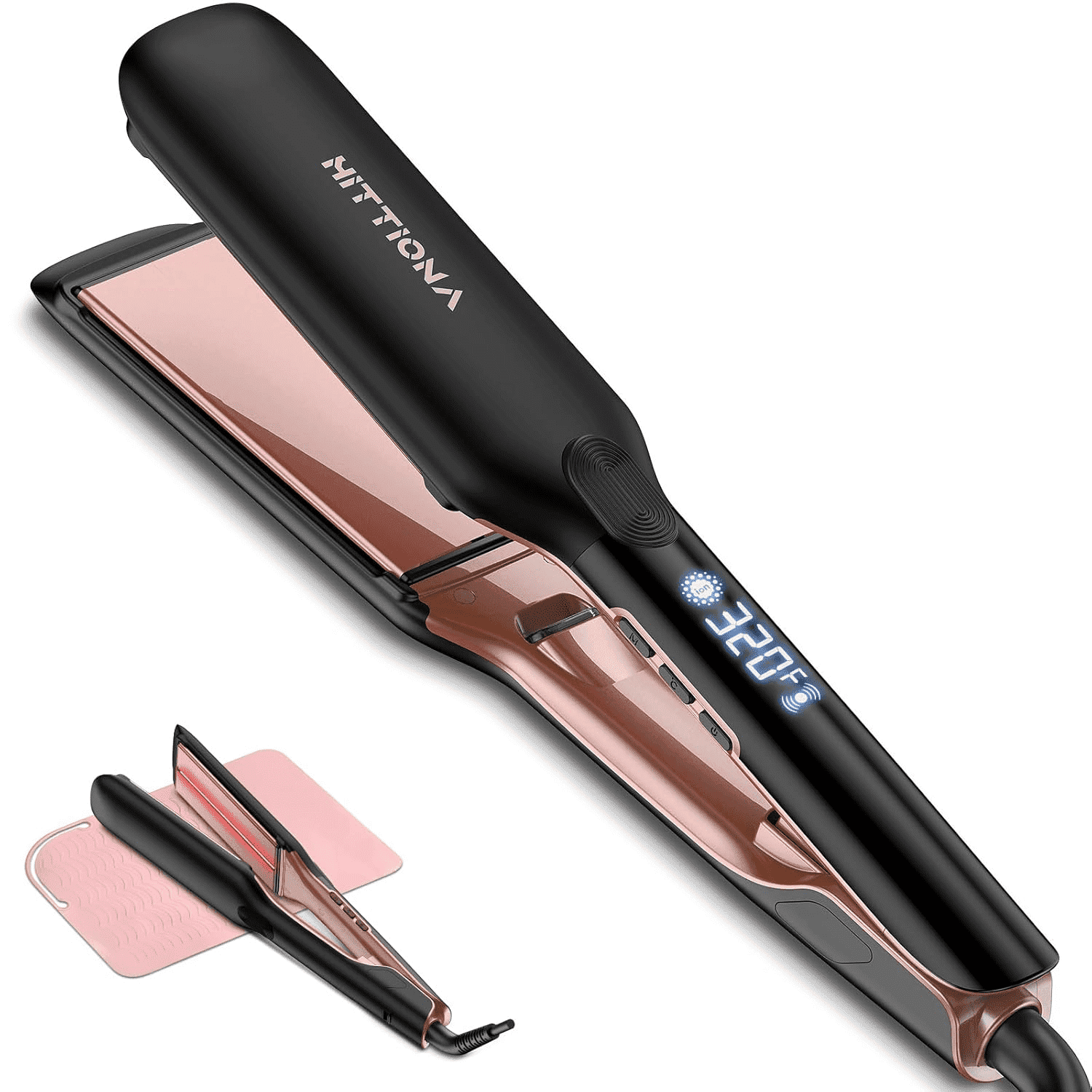 RACCOMB Professional Hair Straightener.Vibration Infrared Technology, 1.75" Ceramic Plates Flat Iron, 320F - 450F, Black