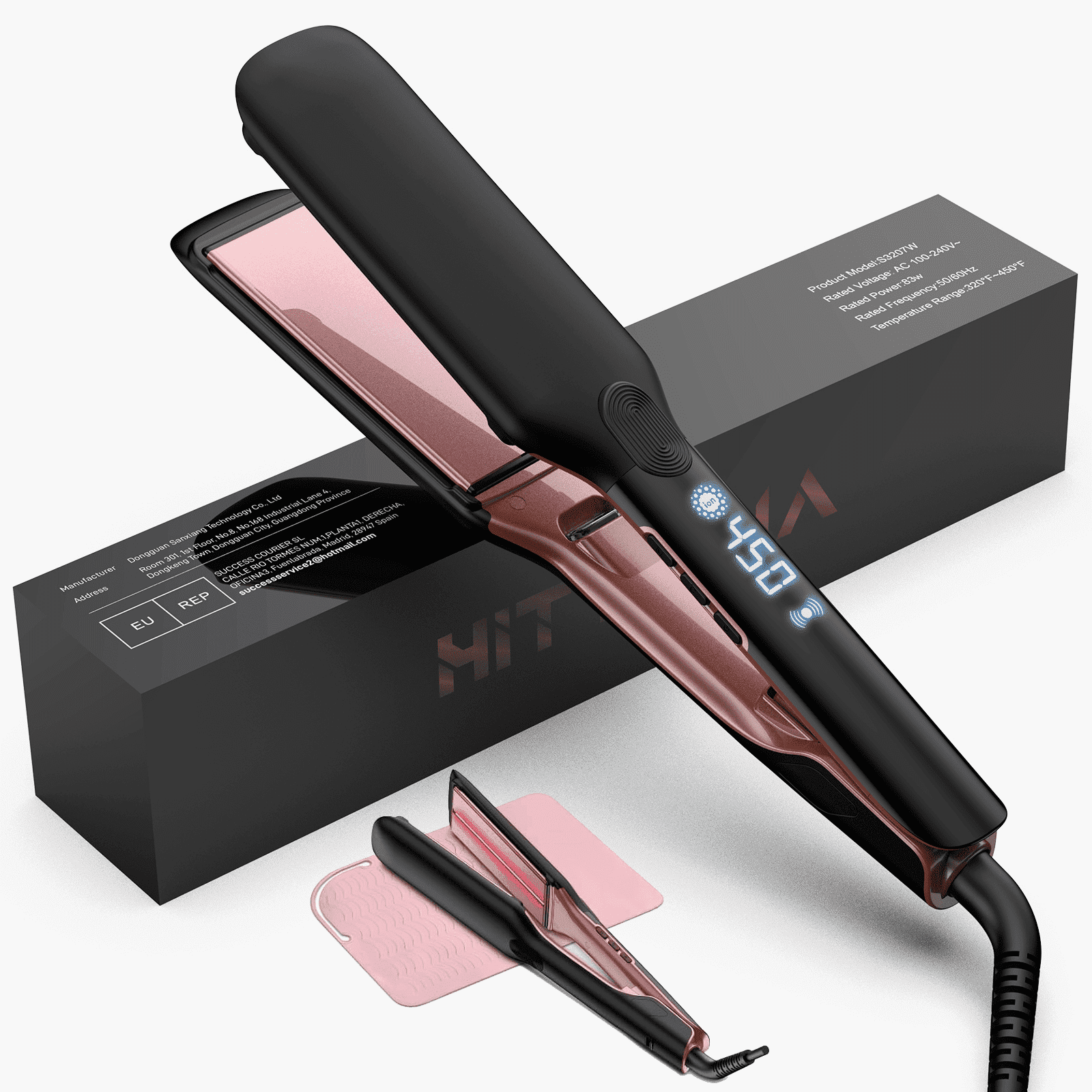 Flat Iron Hair Straightener, 1.75” Ceramic Infrared Ionic Flat