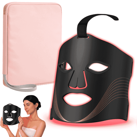RACCOMB Red Light Therapy for Face, 6 Light Modes Portable Led Face Mask Light Therapy, near Infrared 850 Red Light, 400 LED Beads, Timing Function, Skincare at Home & Travel