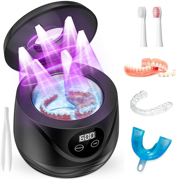 RACCOMB Ultrasonic Retainer Cleaner, Upgrade Powerful 250mL Sonic Cleaning Machine for Dentures, Aligner, Mouth Guard, Jewelry