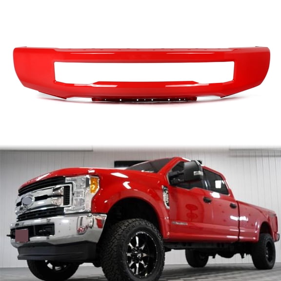 RACE RED Front Bumper Face Bar W/O Fog Holes For 2017-2019 Ford F250 F350 Super Duty