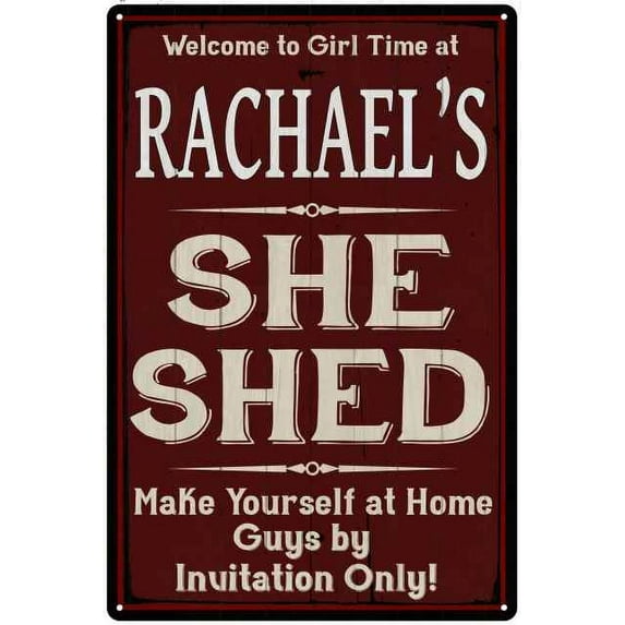 RACHAEL'S She Shed Red Sign Lady Cave Sign 16 x 24 Matte Finish Metal 116240088409
