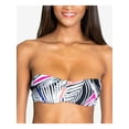 thumbnail image 1 of RACHEL RACHEL ROY Women's Black Palm Print Stretch Removable Cups Bikini Convertible Bandeau Swimsuit Top XS, 1 of 3