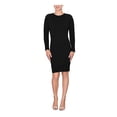 thumbnail image 1 of RACHEL RACHEL ROY Womens Black Ribbed Back Cut Outs Pullover Long Sleeve Crew Neck Above The Knee Party Sweater Dress S, 1 of 2
