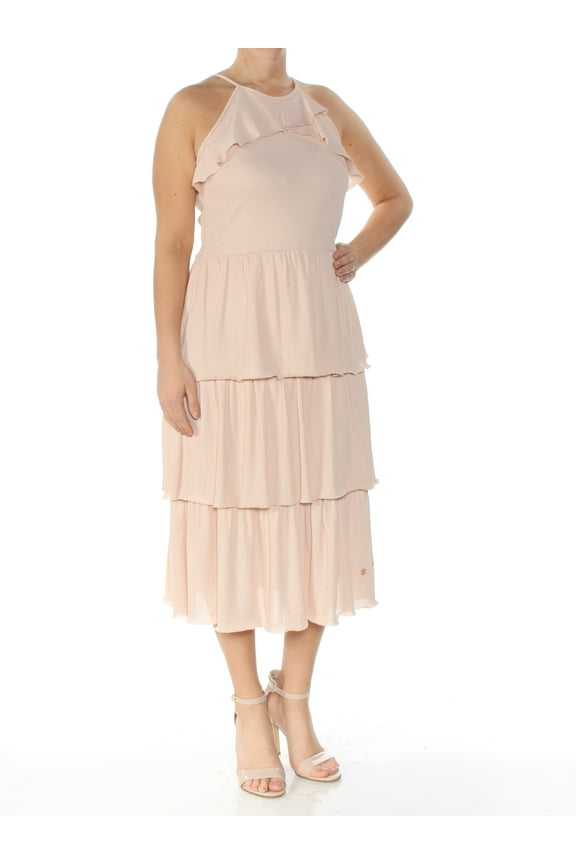 RACHEL ROY $119 Womens New 1681 Beige Tiered Sleeveless Dress L B+B