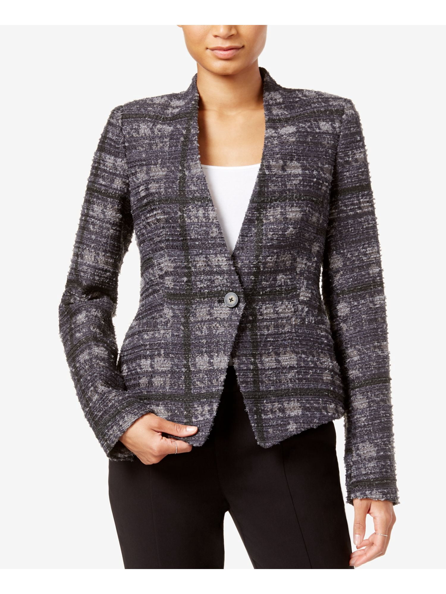 Veste Moto Crop Rachel Roy En Tweed Noir Et Blanc - Taille 6 - NWT (Neuf Avec Étiquettes)