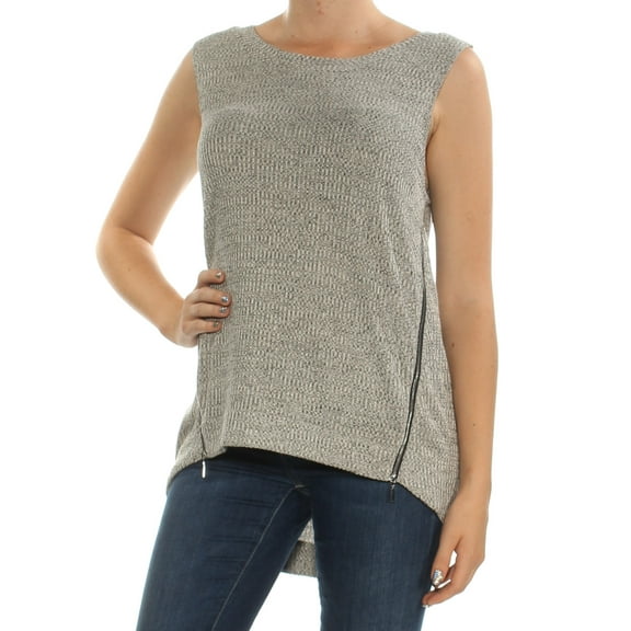 RACHEL ROY $49 Womens New 1443 Gray Zippered Sleeveless Hi-Lo Top M B+B