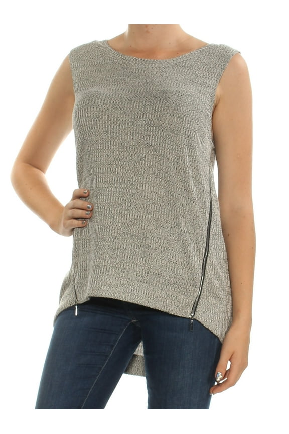 RACHEL ROY $49 Womens New 1443 Gray Zippered Sleeveless Hi-Lo Top M B+B