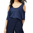 thumbnail image 1 of RACHEL ROY $59 Womens New 1360 Navy Cold Shoulder Short Sleeve Top M B+B, 1 of 2