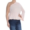 thumbnail image 1 of RACHEL ROY $69 Womens New 1433 Coral One-shoulder Bell-sleeved Top L B+B, 1 of 2