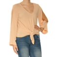 thumbnail image 1 of RACHEL ROY $79 Womens New 1112 Beige Slitted Sheer V Neck Top S B+B, 1 of 2