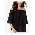 thumbnail image 1 of RACHEL ROY $79 Womens New 1211 Black Ruched Off Shoulder Short Sleeve Top M B+B, 1 of 3