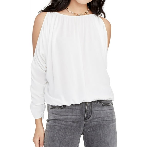 Rachel Roy Womens Cold Shoulder Knit Blouse, White, Large