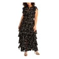 thumbnail image 1 of RACHEL ROY Womens Black Cap Sleeve Maxi Ruffled Evening Dress Plus 18W, 1 of 2