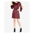 thumbnail image 1 of RACHEL ROY Womens Burgundy Long Sleeve Above The Knee Sheath Cocktail Dress XS, 1 of 3