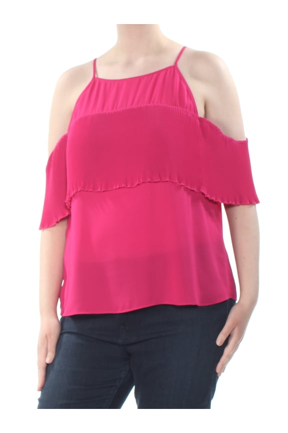 RACHEL ROY Womens Pink Cold Shoulder Spaghetti Strap Square Neck Party Tank Top XL