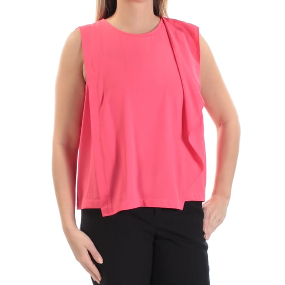 RACHEL ROY Womens Pink Ruffled Sleeveless Crew Neck Top Size: 4