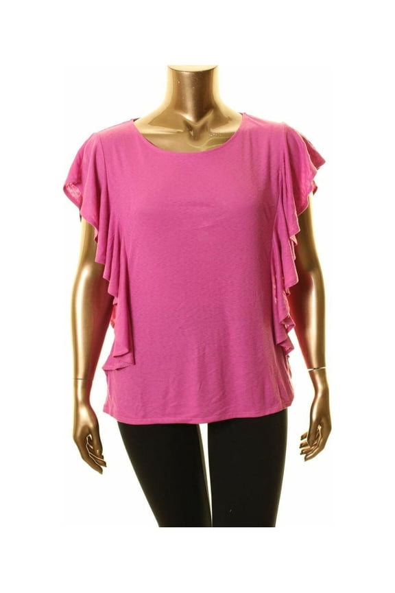 RACHEL ROY Womens Pink Short Sleeve V Neck Top S