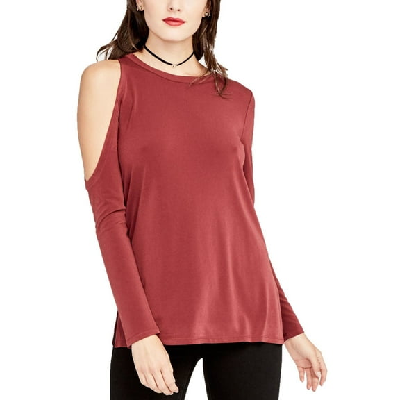 RACHEL ROY Womens Red Cold Shoulder Long Sleeve Jewel Neck Top Size: XS