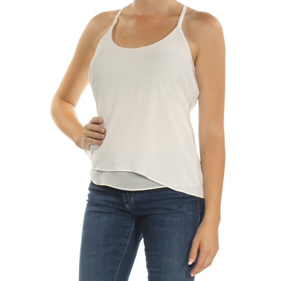 RACHEL ROY Womens White Spaghetti Strap Scoop Neck Top M