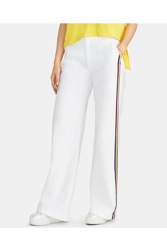RACHEL ROY Womens White Striped Boot Cut Jeans Size: 30