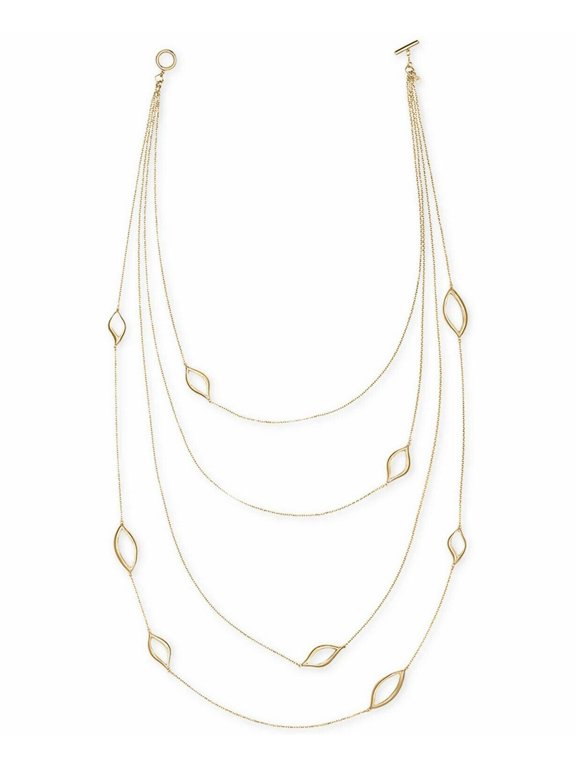 Gold-Tone Open Leaf 21" Multi-Strand Necklace