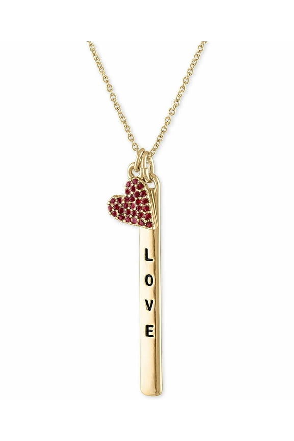 Roy Gold-Tone Stone Heart & Love ID Pendant Necklace, 24" +