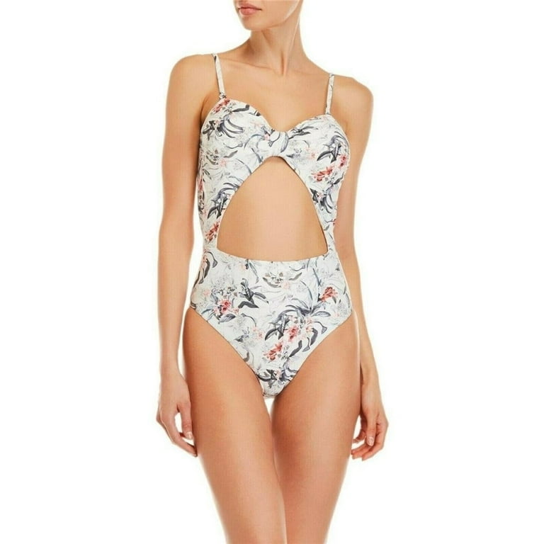 RACHEL Rachel Roy Women s Cut Out Knotted Front One Piece Swimsuit WHITE Large New with box tags