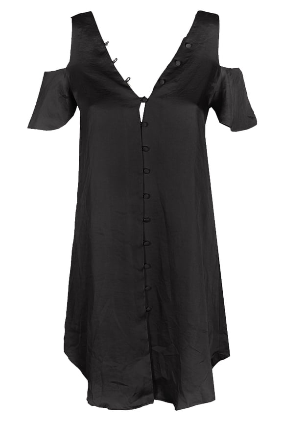 Roy Womens Black Cold-Shoulder Shift Dress XS