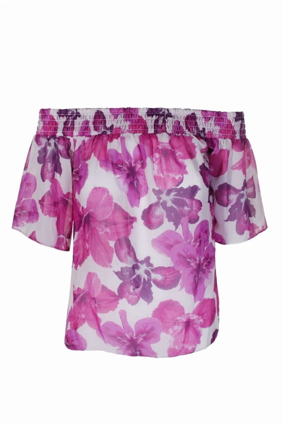Womens Floral-Print One-Shoulder Top XS