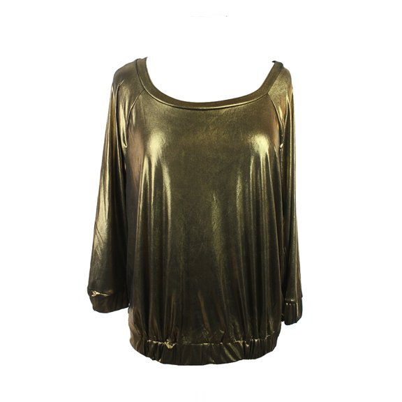 RACHEL Rachel Roy Womens Gold 3/4-Sleeve Boat-Neck Top XS