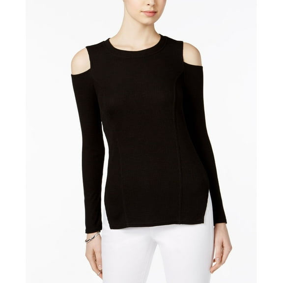 RACHEL Rachel Roy Womens Knit Marled Pullover Top Black S