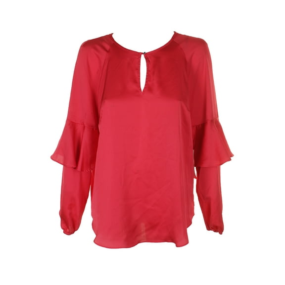 RACHEL Rachel Roy Womens Paradise Pink Ruffled-Sleeve Keyhole Blouse XL