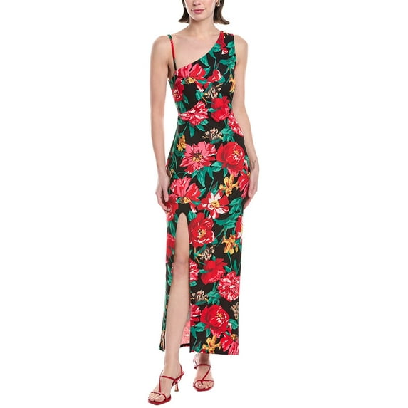 RACHEL Rachel Roy womens Devin One-Shoulder Midi Dress, l, Black