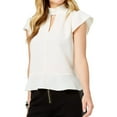 thumbnail image 1 of Rachel Zoe Womens Mockneck Peplum Blouse, Off-White, X-Small, 1 of 2