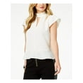 thumbnail image 1 of RACHEL ZOE Womens Ivory Choker Ruffle Short Sleeve Keyhole Top L, 1 of 3