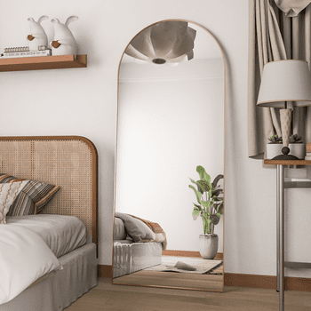 RACHMADES 65"x24" Arch Mirror Full Length Full Body Mirror Arched Standing Floor Mirror Tall Mirror Long Gold Mirror Full Length